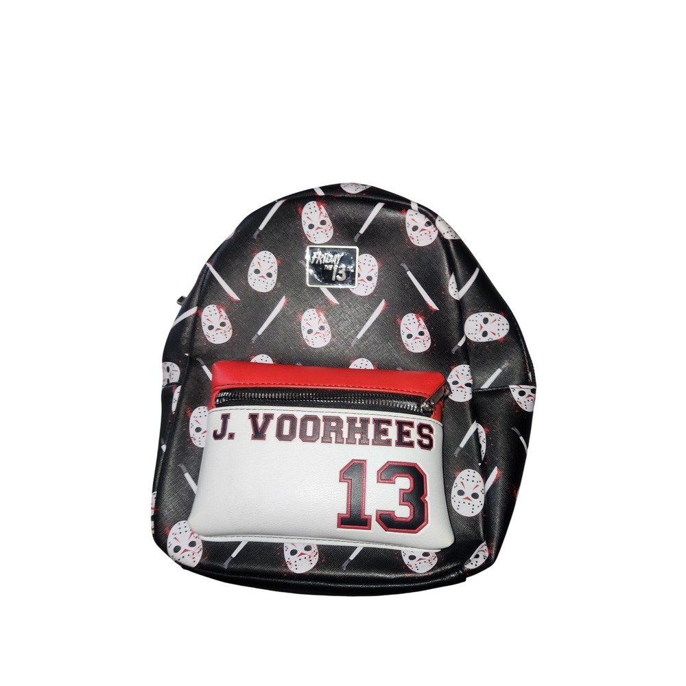 Friday the 13th Jason Voorhees Mini Backpack Black Red White Horror 13 Bag